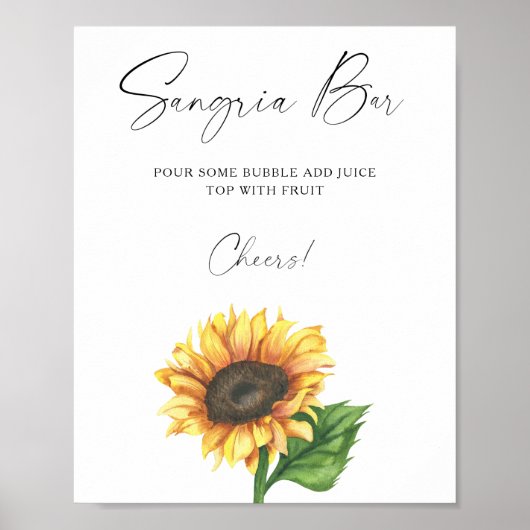 Sonnenblumen Brautparty Sangria Bar Poster (Vorne)