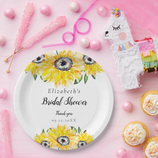 Sonnenblumen Brautparty Script Moderner Blumenchic Pappteller (Party)