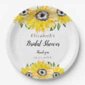 Sonnenblumen Brautparty Script Moderner Blumenchic Pappteller (Vorderseite)