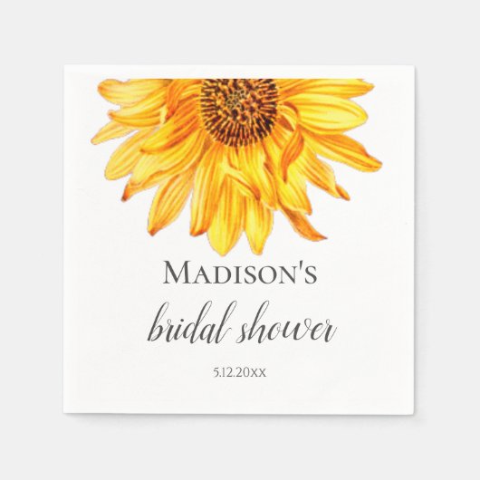 Sonnenblumen-Brautparty Serviette (Vorderseite)