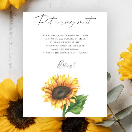 Sonnenblumen Brautparty Setzen Sie einen Ring auf Poster