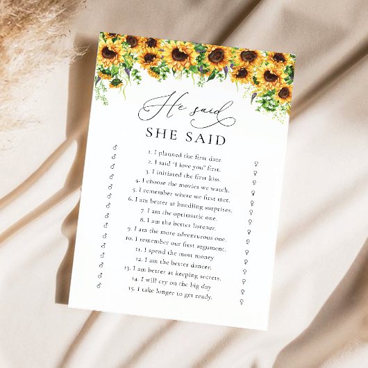 Sonnenblumen-Brautparty-Spiel