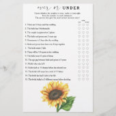 Sonnenblumen-Brautparty Über oder unter Spiel (Vorderseite)