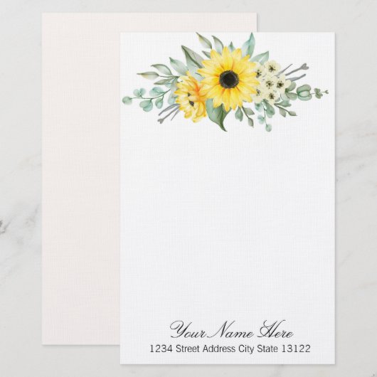 Sonnenblumen Briefpapier (Vorne/Hinten)
