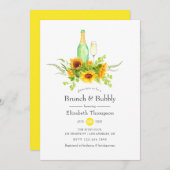 Sonnenblumen Brunch und Bubbly Brautparty Einladung (Vorne/Hinten)