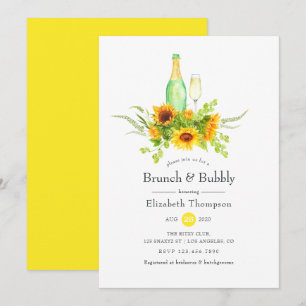 Sonnenblumen Brunch und Champagner Braut-Shower Einladung