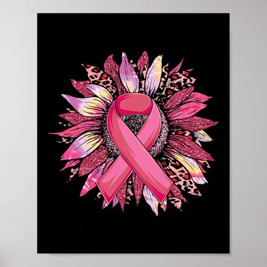 Sonnenblumen Brustkrebs Bewusstsein Leopard Sonnen Poster (Vorne)