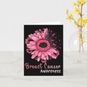 Sonnenblumen Brustkrebs Bewusstsein rosa Band in O Karte (Gelbe Blume)