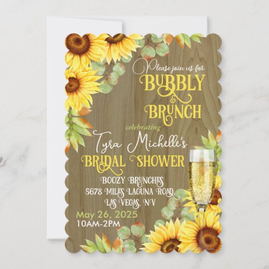 Sonnenblumen Bubby & Brunch Bridal Dusche Einladun Einladung (Vorderseite)