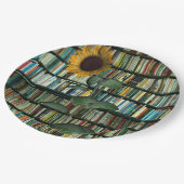 Sonnenblumen Bücher Papierplatten Pappteller (Schrägansicht)