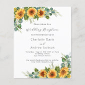 Sonnenblumen Budget Hochzeitsempfang Einladung (Vorderseite)