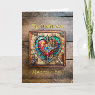Sonnenblumen-Buntglas-Herz Steampunk-Serie Dankeskarte