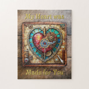 Sonnenblumen-Buntglas-Herz Steampunk-Serie Puzzle