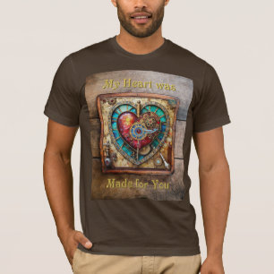 Sonnenblumen-Buntglas-Herz Steampunk-Serie T-Shirt