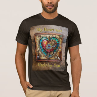 Sonnenblumen-Buntglas-Herz Steampunk-Serie T-Shirt