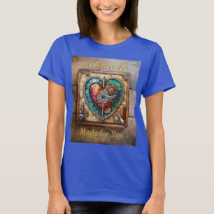 Sonnenblumen-Buntglas-Herz Steampunk-Serie T-Shirt