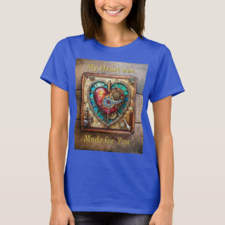 Sonnenblumen-Buntglas-Herz Steampunk-Serie T-Shirt