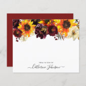 Sonnenblumen Burgund Blumenzettel (Vorne/Hinten)