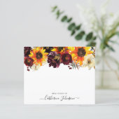 Sonnenblumen Burgund Blumenzettel (Stehend Vorderseite)