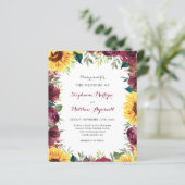 Sonnenblumen Burgund Border Fall Budget Hochzeit (Stehend Vorderseite)