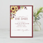 Sonnenblumen Burgund Foto Hochzeit speichern das D Save The Date (Stehend Vorderseite)