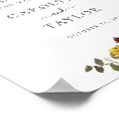 Sonnenblumen Burgund Greenerie Hochzeit Begrüßungs Poster (Ecke)