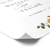 Sonnenblumen Burgund Greenerie Hochzeit Begrüßungs Poster (Ecke)