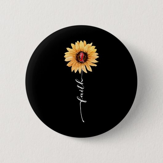 Sonnenblumen Burgund Ribbon Brain Aneurysm Bewusst Button (Vorderseite)
