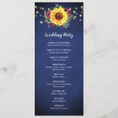 Sonnenblumen Burgund Rose Blumenleuchter Hochzeit Programm (Rückseite)