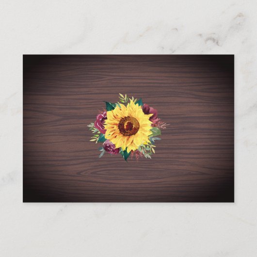 Sonnenblumen Burgund Rose Border Wood Unterkünfte Begleitkarte (Rückseite)
