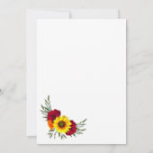Sonnenblumen Burgund Rose Hochzeit Einladung (Rückseite)