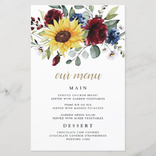 Sonnenblumen Burgund Rose Hochzeitskarten
