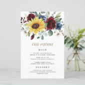 Sonnenblumen Burgund Rose Hochzeitskarten (Stehend Vorderseite)