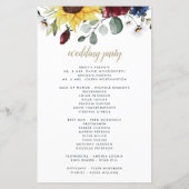 Sonnenblumen Burgund Rose Hochzeitsprogramme (Rückseite)