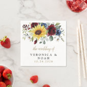 Sonnenblumen Burgund Rose Navy Blue Rustic Hochzei Serviette (Beispiel)