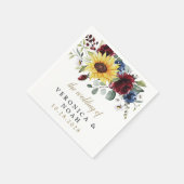 Sonnenblumen Burgund Rose Navy Blue Rustic Hochzei Serviette (Ecke)