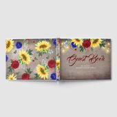 Sonnenblumen - Burgund und Navy Blauer Rustikaler  Gästebuch (Voll)