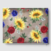 Sonnenblumen - Burgund und Navy Blauer Rustikaler  Gästebuch (Rückseite)