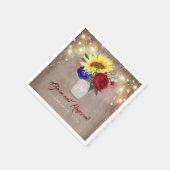 Sonnenblumen - Burgund und Navy Blauer Rustikaler Serviette (Ecke)