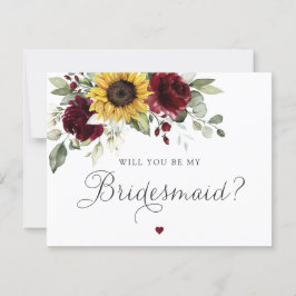Sonnenblumen Burgund werden Sie meine Bridesmaid-K Einladung