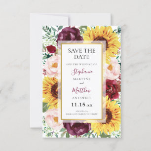 Sonnenblumen Burgundy Blume Goldene Hochzeit Save The Date