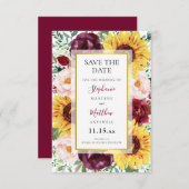 Sonnenblumen Burgundy Blume Goldene Hochzeit Save The Date (Vorne/Hinten)