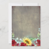Sonnenblumen Burgundy Floral Rustikale Engagement  Einladung (Rückseite)