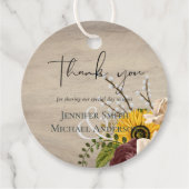 Sonnenblumen Burgundy Marsala billig Budget Hochze Geschenkanhänger (Vorderseite)