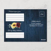 Sonnenblumen Burgundy Navy Geometric Wedding RSVP Postkarte (Rückseite)
