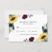 Sonnenblumen Burgundy Red and Navy Blue Rose Hochz