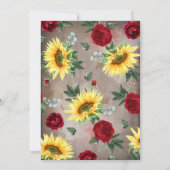 Sonnenblumen Burgundy Red Rustic Fall Abschluss Einladung (Rückseite)