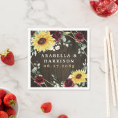 Sonnenblumen Burgundy Rose Rustikale geometrische Serviette (Beispiel)