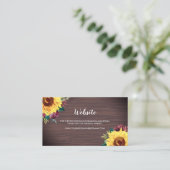 Sonnenblumen Burgundy Rose Wood Wedding Website Ca Visitenkarte (Stehend Vorderseite)