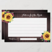 Sonnenblumen Burgundy Wood Brautparty Ratgeber Kar (Vorne/Hinten)